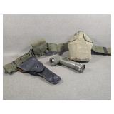 Military Utility Belt, US Holster, Flashlight, +