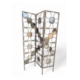 Gold Tone Mirrored Room Divider 54" Wide