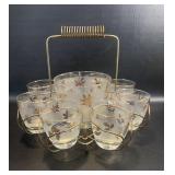 Mid Century Libbey 'Golden Foliage' Cocktail Set