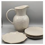5 PC. LENOX FRENCH PEARLE PITCHER & SCALLOPED
