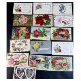 Antique Postcards Floral Birthday