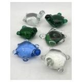 6 Handblown Art Glass Turtles / Paperweights