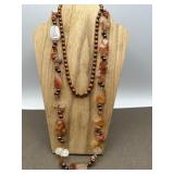 Carnelian Agate Necklace & Copper Pearls 925 GSJ