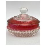 INDIANA GLASS KINGï¿½S CROWN RUBY FLASH CANDY DISH