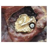 14K Gold Nugget Style Pendant w/ Diamond 6.3g