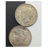 2- 1922 PEACE SILVER DOLLARS
