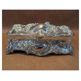 Vintage Silver Tone Red Lined Jewelry Trinket