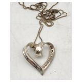 925 SIVER HEART PENDANT NECKLACE INSCRIBED MOTHER