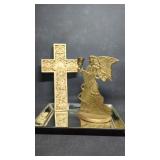 Vintage Brass Angel Candle Holder, Resin True