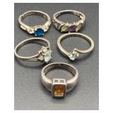 FIVE 925 SILVER RINGS