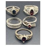 FIVE 925 SILVER RINGS