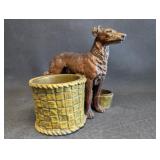 Metal Dog Sculpture W/ Metal Baskes ,