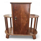 Vtg Bar Cabinet Copper Lined Top Compartment