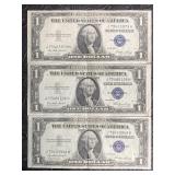 THREE $1 SILVER CERTIFICATES 1935E