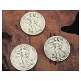 3- Walking Liberty Silver Half Dollars