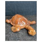 VINTAGE WOOD CARVED TURTLE W/ CIGARETTE & ASH