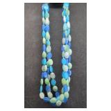 Chalcedony Style Stone Triple Strand Necklace