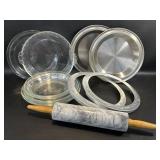 Pie Baking Lot, Marble Rolling Pin, Pans :