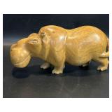 Hand Carved Wooden Hippopotamus Figurine ,