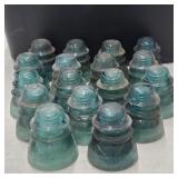 17 BLUE GLASS ANTIQUE INSOLATORS