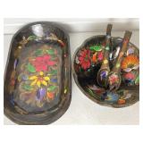 VINTAGE MEXICAN HAND CARVED BATEA & SALAD BOWLS