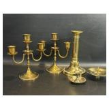 Vintage Brass Candlesticks, Small Candelabras