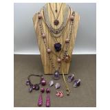 Pink & Purple Costume Jewelry & Amethyst Cluster