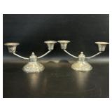 Pair Weighted Sterling Candle Holders , dents as