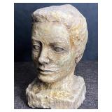 HEAVY CERAMIC FEMALE BUST BRONZE TONE