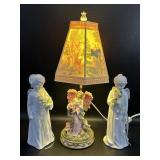 Angel Lamp & Shade + Figurines - 1 lights up,