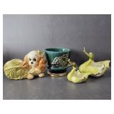 Vtg Hull Pottery Cocker Spaniel Green Swan &
