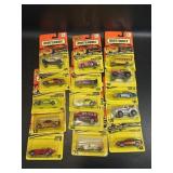 15 Early 90ï¿½s Matchbox cars on cards