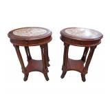 Oval End Tables with Marble Tops