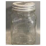 ANTIQUE VACUUM PACKED COFFEE JAR W/ GLASS & METAL
