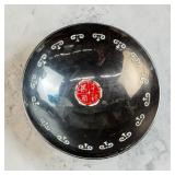 Black Lacquer Tri Foot Oriental Bowl Inlaid