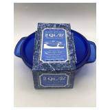 NOS ANCHOR HOCKING BLUE COVERED CASSEROLE 2 QT.