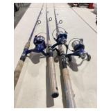 THREE 6 FT. ROD & REELS 2 WHUPPINï¿½ STICKS REELS &
