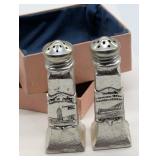 VTG PEWTER SALT & PEPPER SHAKERS CELEBRATING 1933