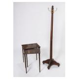 Two Vintage Nesting Tables & Coat Rack