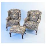 Pair of Flexsteel Arm Chairs w/ Ottoman