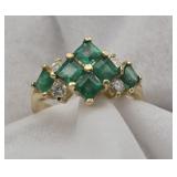 14K Gold, Diamond & Emerald Ladies