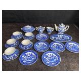 BLUE WILLOW CHILDï¿½S DISH SET ALL MARKED OCCUPIED