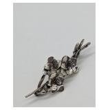 STERLING SILVER FLORAL BROOCH PIN