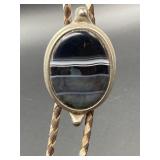 VINTAGE BANDED AGATE BOLO TIE