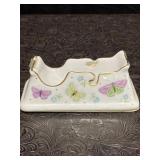 VINTAGE PORCELAIN BUTTERFLY GOLD TRIMMED TAPE