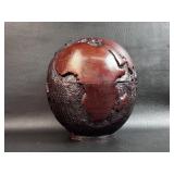 Hand Carved Wood World Glibe Trinket Box Ebony ?