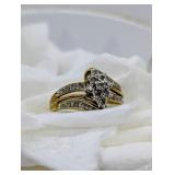 SZ. , 925 SILVER DIAMOND RING GOLD PLATED