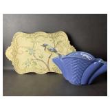 MCM Alamo Fan Vase & Victorian Style Bluebird