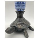 MAITLAND SMITH BRONZE TURTLE SCULPTURE W/ BLUE &