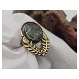 Silver & Turquoise Ring w/ Gold Overlay
